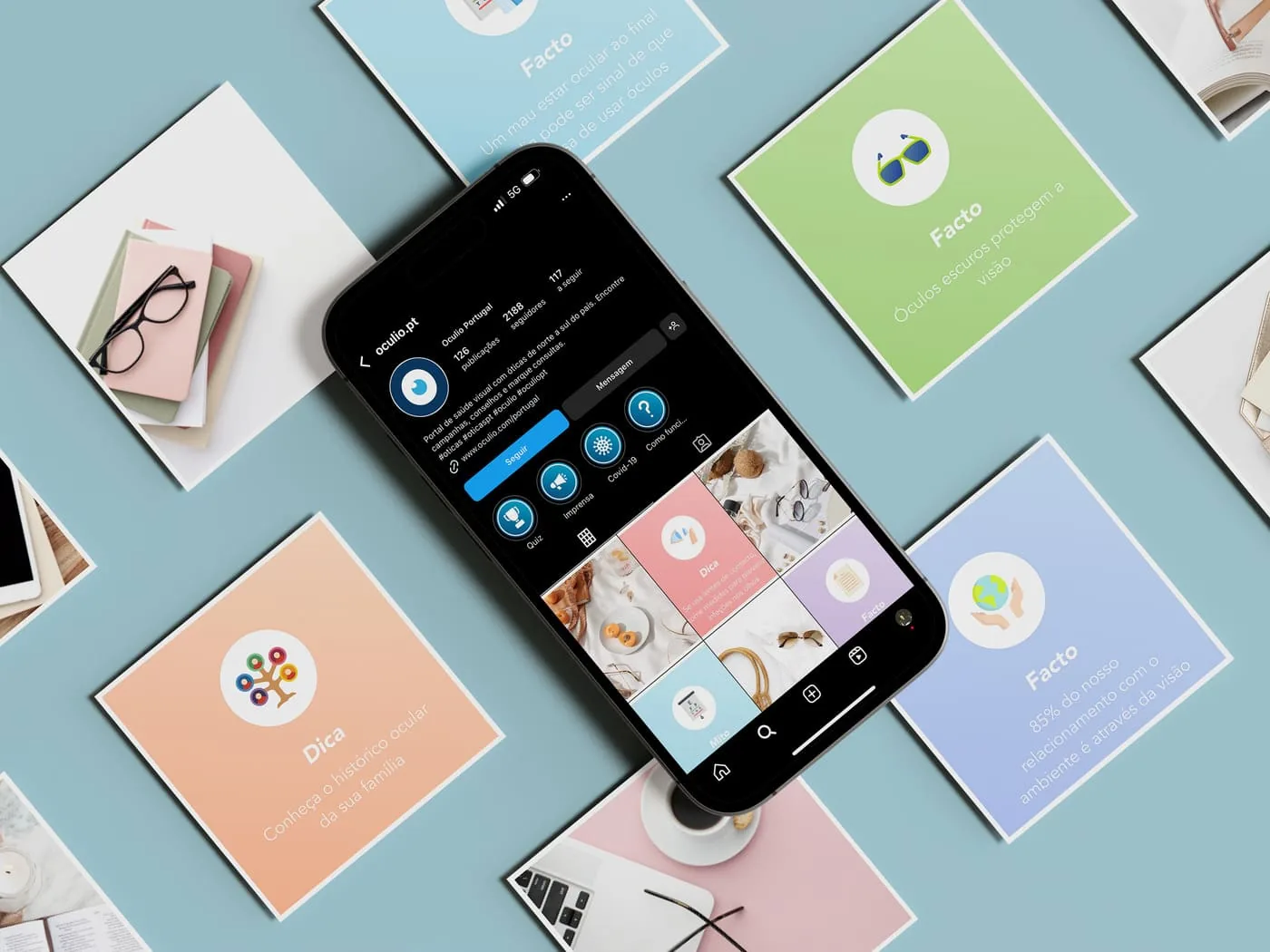 Oculio — templates sociais sobre saúde visual
